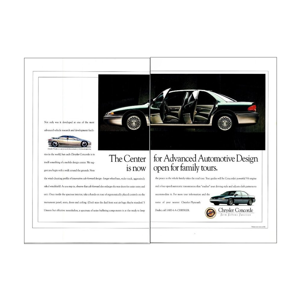 1995 Chrysler Concorde 2 Full Page Print Ad Original u